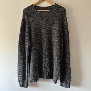 Lucky Brand Mens Crew Neck Pullover Cross‎ Marl Stitch Knit Sweater Grey Size XL